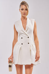 REPRESENTING ME SLEEVELESS BLAZER DRESS IN WHITE