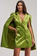 IMANI CAPE SLEEVE BLAZER DRESS IN GREEN