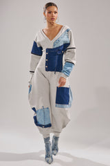 COMFY COZY PATCHWORK JUMPSUIT IN HEATHER GREY