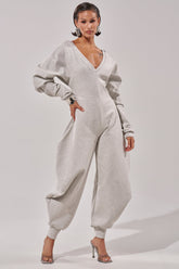 COMFY COZY JUMPSUIT IN HEATHER GREY