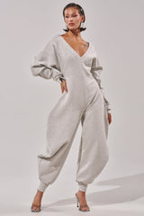 COMFY COZY JUMPSUIT IN HEATHER GREY