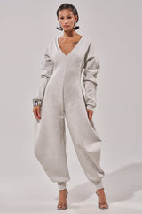 COMFY COZY JUMPSUIT IN HEATHER GREY