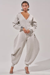 COMFY COZY JUMPSUIT IN HEATHER GREY