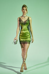 SHOW US WHAT YOU GOT SATIN MINI DRESS IN GREEN