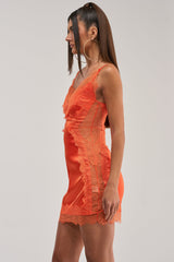 SHOW US WHAT YOU GOT SATIN MINI DRESS IN ELECTRIC ORANGE
