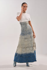 DENIM ON DENIM LAYERED MAXI DRESS