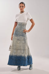 DENIM ON DENIM LAYERED MAXI DRESS
