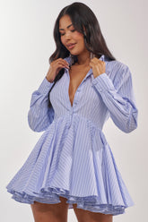 HAPPY HOUR PINSTRIPE MINI DRESS