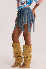 STRIPPED DENIM SKIRT