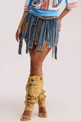 STRIPPED DENIM SKIRT