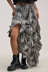 LETS CHANGE IT UP RUCHED MIDI SKIRT IN SNAKE
