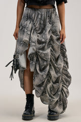 LETS CHANGE IT UP RUCHED MIDI SKIRT IN SNAKE