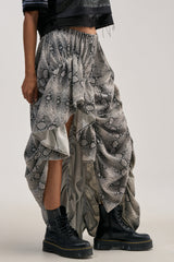 LETS CHANGE IT UP RUCHED MIDI SKIRT IN SNAKE