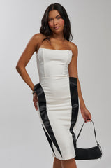 CHIC AND SOPHISTICATED STRUCTURED MIDI DRESS IN WHITE