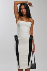CHIC AND SOPHISTICATED STRUCTURED MIDI DRESS IN WHITE