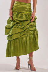 ALL OVER THE PLACE MIDI SKIRT