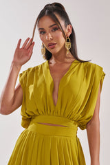 READY TO DANCE SLINKY BLOUSE IN CHARTREUSE