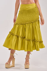 IT ONLY GETS BETTER RUCHED MAXI SKIRT