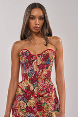 INTO THE THICK OF IT FLORAL BROCADE CORSET