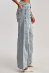 TRYING SOMETHING OUT STUDDED DENIM