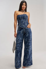 ELEVATED WIDE LEG DENIM WITH RHINESTONES