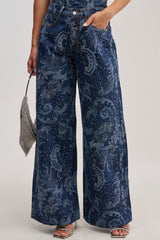 ELEVATED WIDE LEG DENIM WITH RHINESTONES