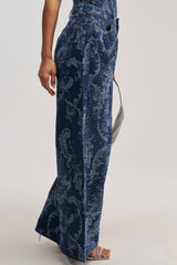 ELEVATED WIDE LEG DENIM WITH RHINESTONES