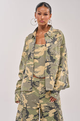 EMBELLISHED CAMO BUTTON DOWN