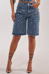 TAYLOR DENIM BERMUDA WITH GROMMET