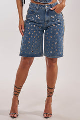 TAYLOR DENIM BERMUDA WITH GROMMET