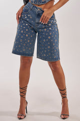 TAYLOR DENIM BERMUDA WITH GROMMET
