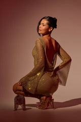 TAKE ME TO IBIZA RHINESTONE MINI DRESS