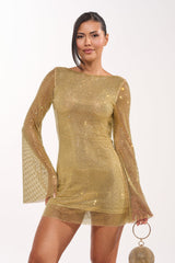 TAKE ME TO IBIZA RHINESTONE MINI DRESS