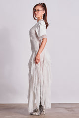 KICK OFF LACE JERSEY MAXI DRESS IN WHITE