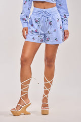 JUNIE POPLIN RHINESTONE DETAIL SHORT