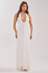 RAMONA PLEATED MAXI DRESS IN WHITE