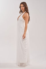 RAMONA PLEATED MAXI DRESS IN WHITE