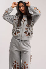 GIRLY POP CUTOUT ZIP UP SWEATSHIRT