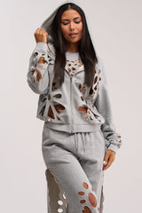 GIRLY POP CUTOUT ZIP UP SWEATSHIRT