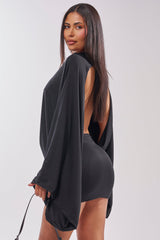 DIANA DRAPED MINI DRESS IN BLACK
