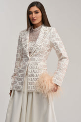 J'ADORE EMBELLISHED BLAZER IN WHITE