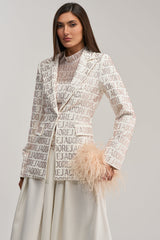 J'ADORE EMBELLISHED BLAZER IN WHITE