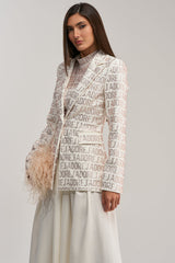 J'ADORE EMBELLISHED BLAZER IN WHITE