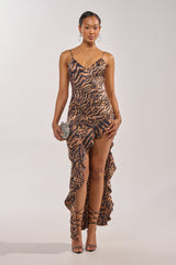 IN THE WILD ASYMMMETRICAL MAXI DRESS