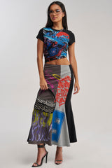 RACE YA GRAPHIC MAXI DRESS WITH SIDE CUTOUT