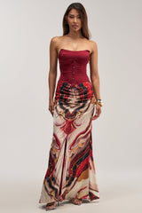 SAMARA ABSTRACT MAXI DRESS IN RED MULTI