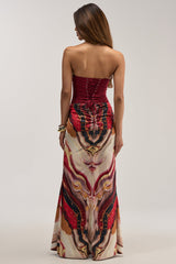 SAMARA ABSTRACT MAXI DRESS IN RED MULTI