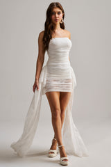 CATCHING EYES MESH MINI DRESS IN WHITE LACE