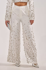 GET CLOSER EMBELLISHED TROUSER IN WHITE