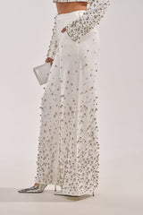 GET CLOSER EMBELLISHED TROUSER IN WHITE